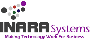 Commercial Photographer Peterborough | Nate Lansdell 73 A logo featuring the text 'INARA Systems' with a colorful abstract design above it, highlighting technology solutions for businesses.