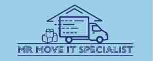 Commercial Photographer Peterborough | Nate Lansdell 59 Logo featuring a moving truck, a package, and the text 'MR MOVE IT SPECIALIST' on a blue background.
